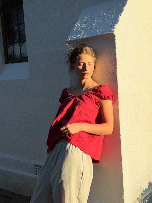 PUFF SLEEVE SMOCK - CHILI