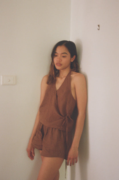 CROSS OVER HALTER - CACAO