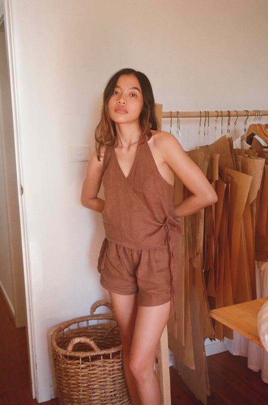 CROSS OVER HALTER - CACAO