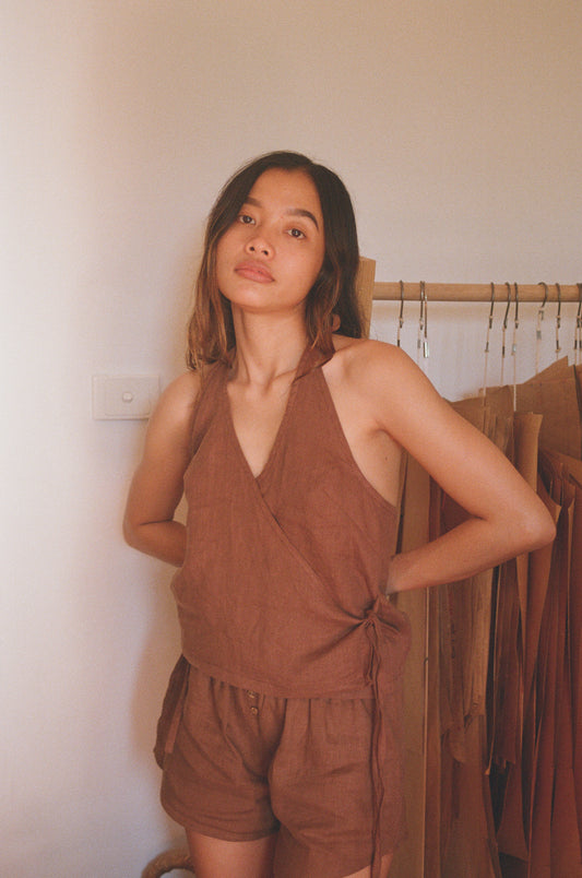 CROSS OVER HALTER - CACAO