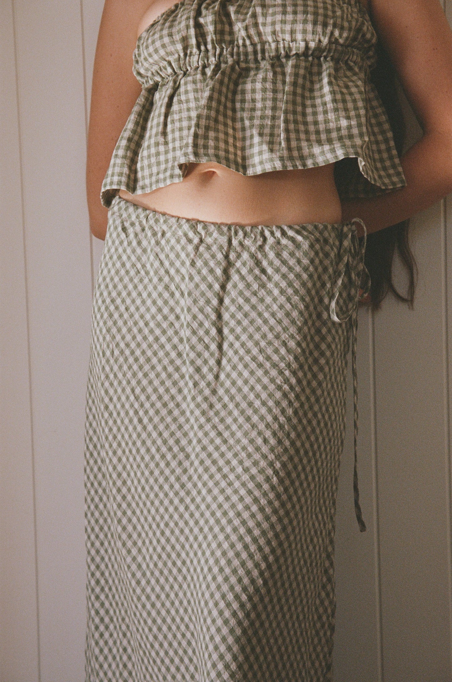 LULU BIAS SKIRT - MATCHA CHECK