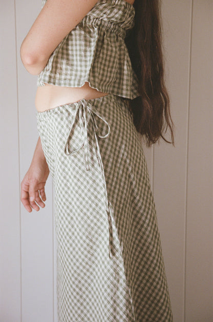 LULU BIAS SKIRT - MATCHA CHECK