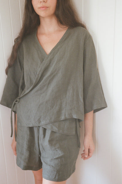 HARMONY WRAP TOP - MOSS