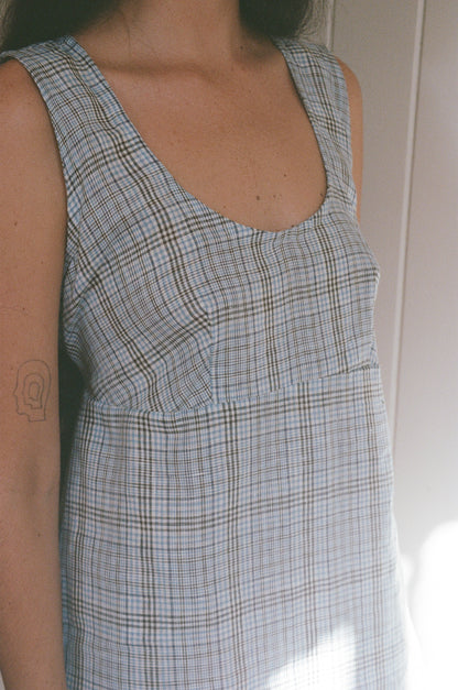 SUNDAY SLEEVELESS DRESS - BLUE PLAID