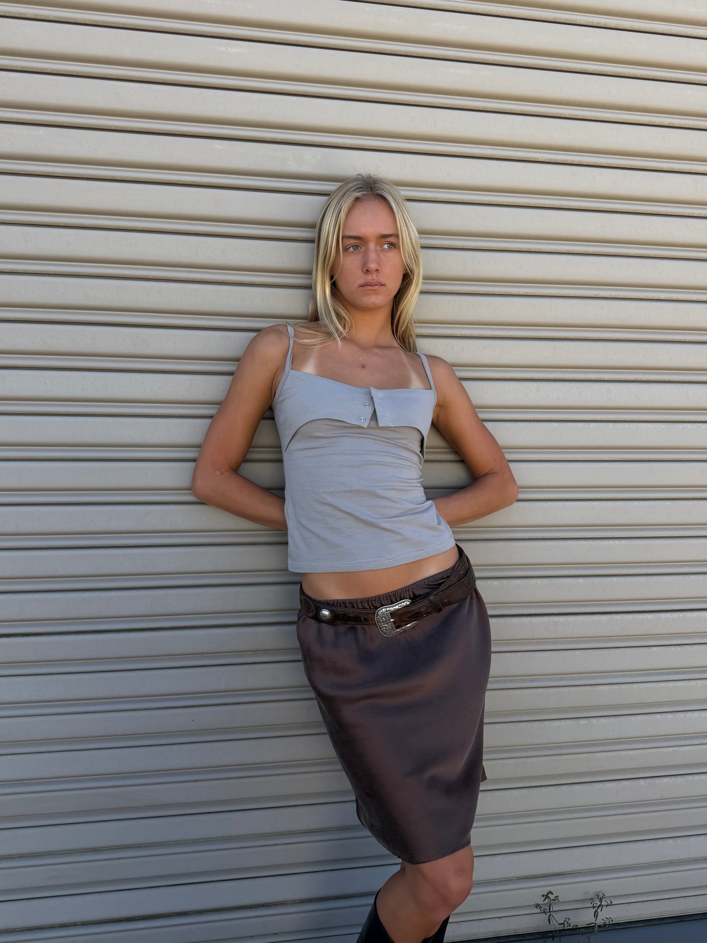 PANEL COTTON TANK - STONE