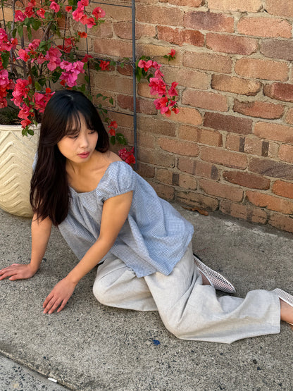 PUFF SLEEVE SMOCK - BLUE CHECK