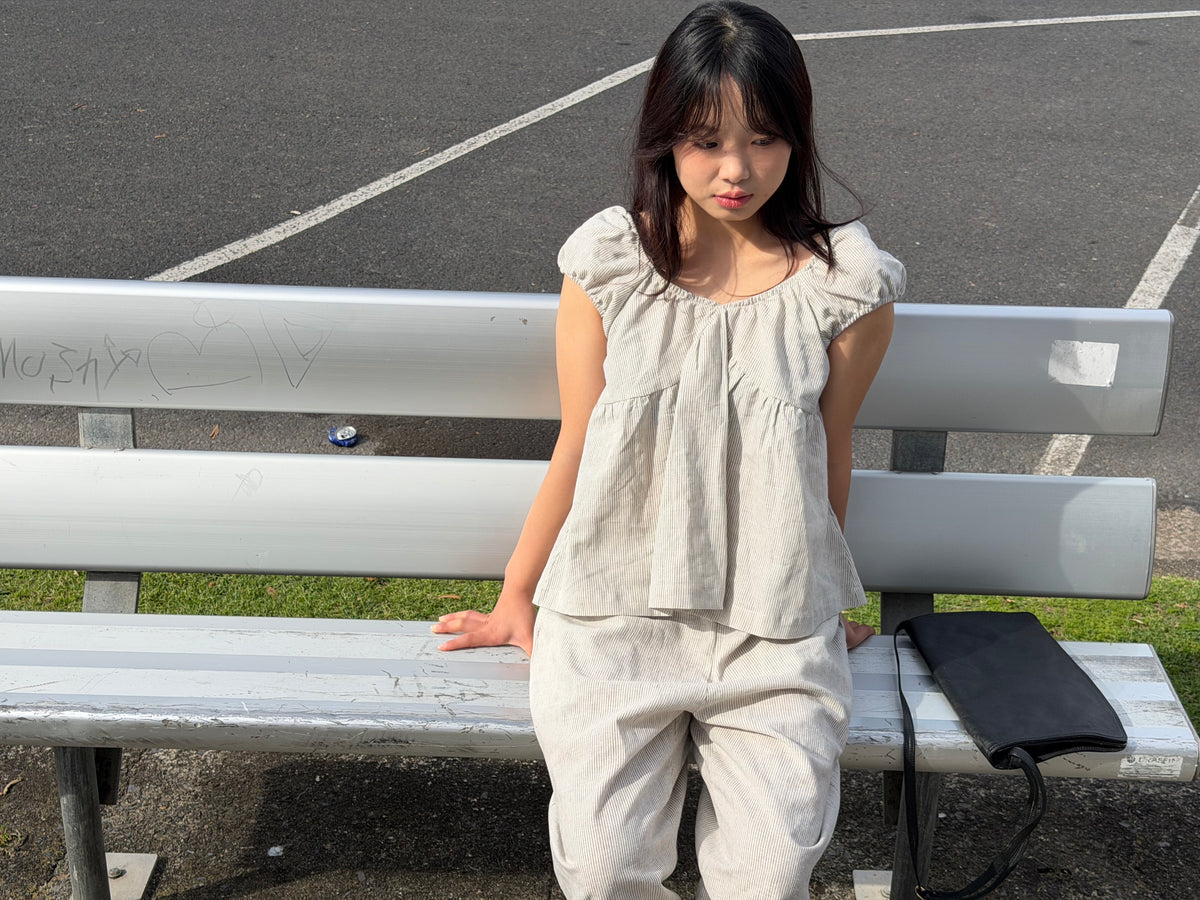 PUFF SLEEVE SMOCK - CREAM STRIPE