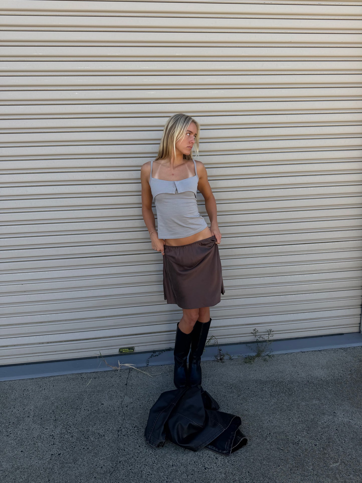 PANEL COTTON TANK - STONE