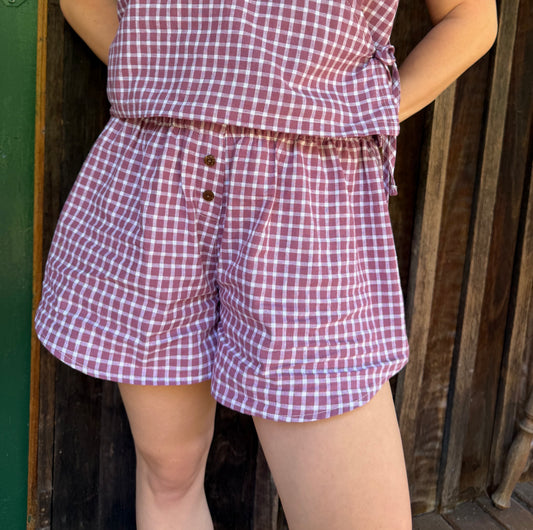 SIMPLE BOXER SHORTS - MULBERRY CHECK