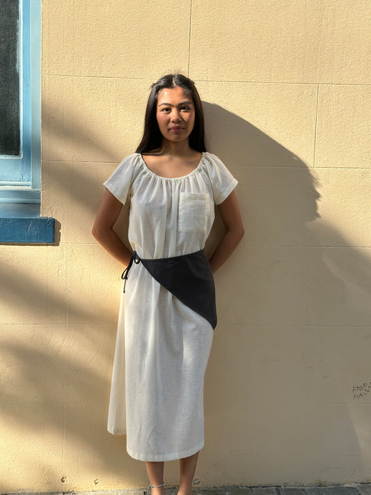 T-SHIRT SMOCK DRESS - HUSK