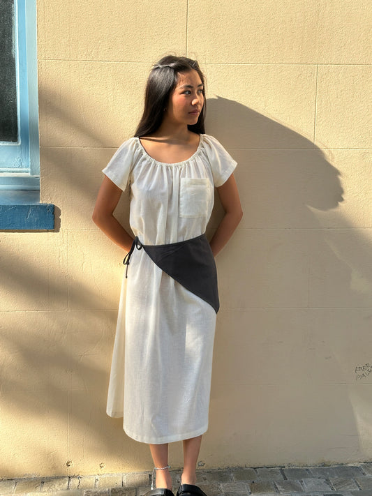 T-SHIRT SMOCK DRESS - HUSK