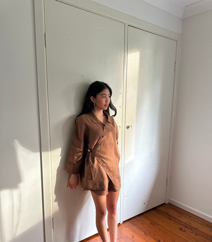 COLLAR KIMONO SHIRT - CACAO
