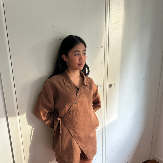 KIMONO BUTTON SET - CACAO