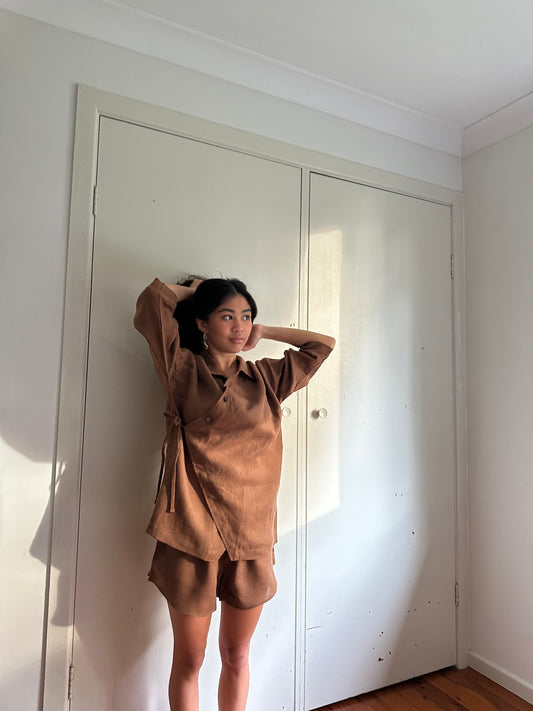 KIMONO BUTTON SET - CACAO