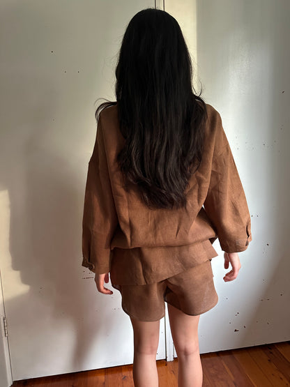 COLLAR KIMONO SHIRT - CACAO