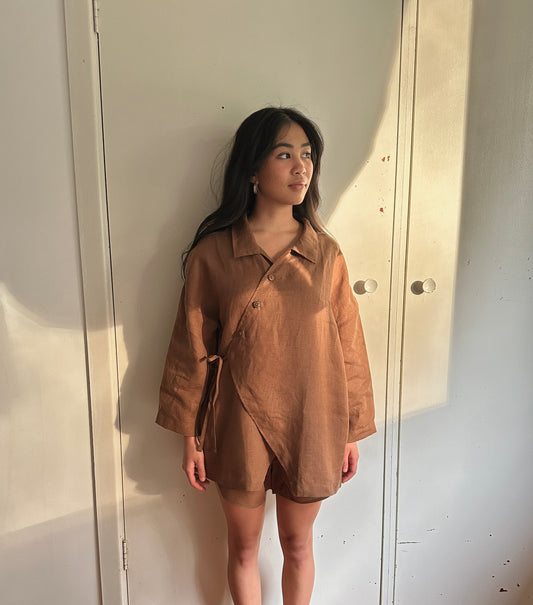 COLLAR KIMONO SHIRT - CACAO