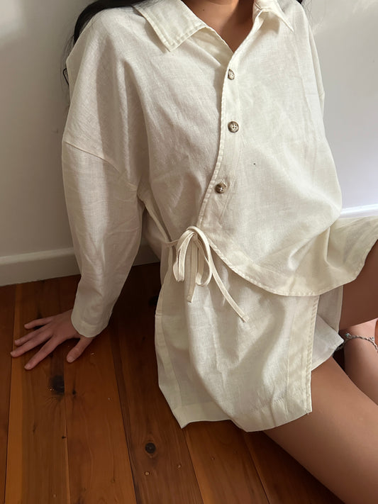 COLLAR KIMONO SHIRT - HUSK