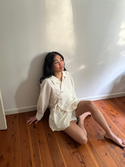 COLLAR KIMONO SHIRT - HUSK