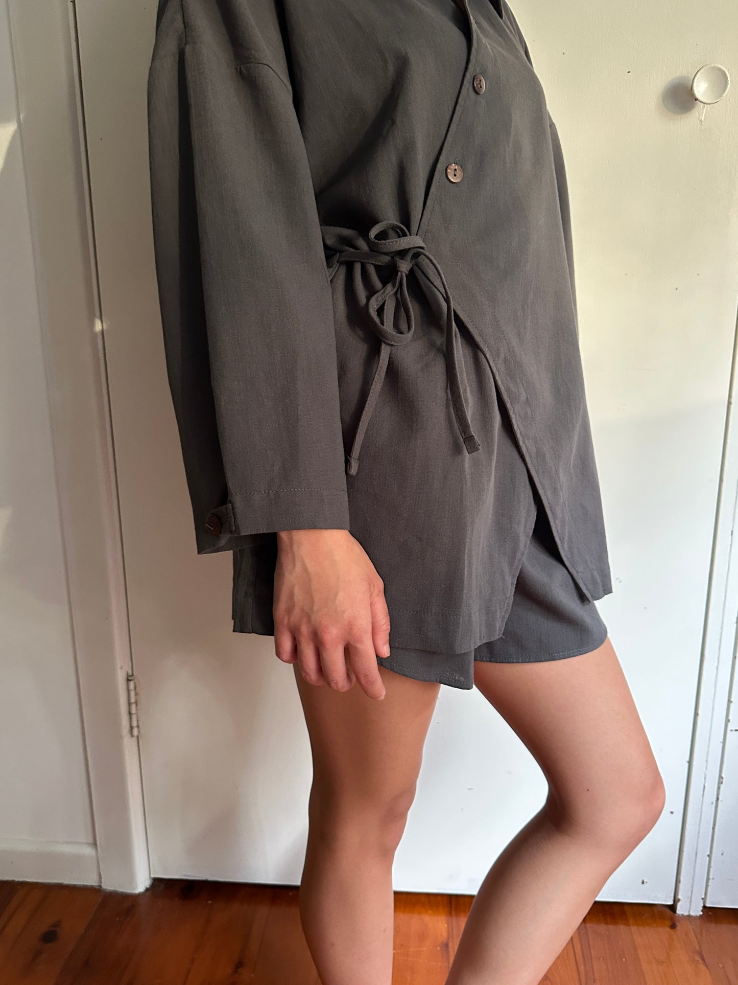 COLLAR KIMONO SHIRT - SMOKE