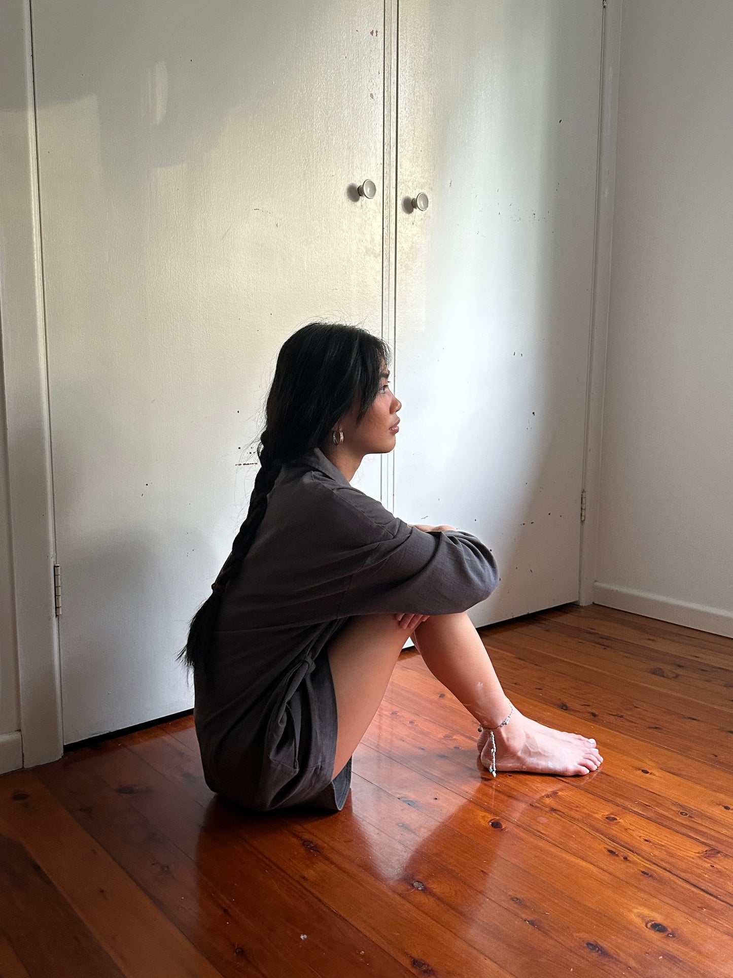 COLLAR KIMONO SHIRT - SMOKE