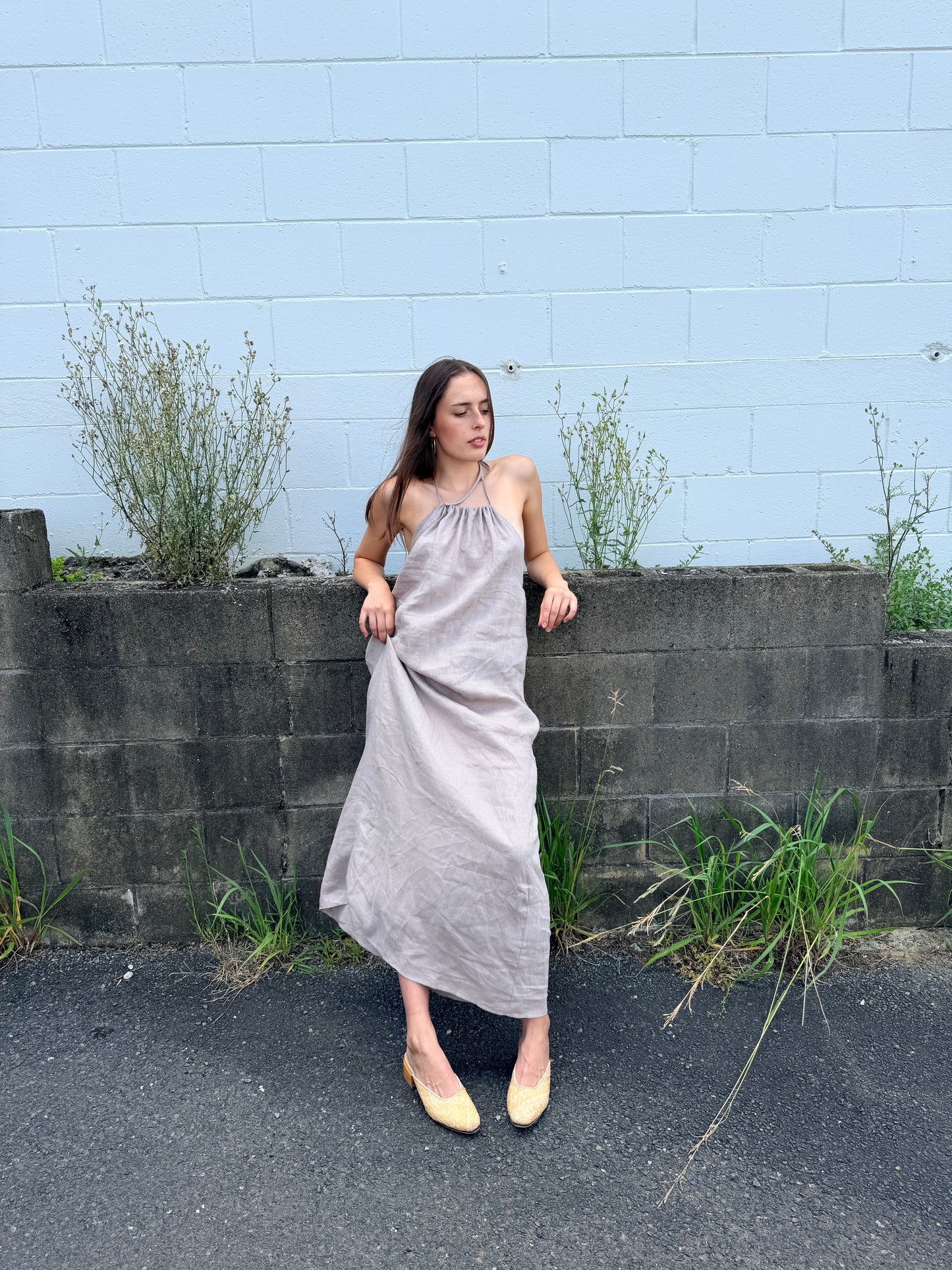 HALTER DRESS - CLAY