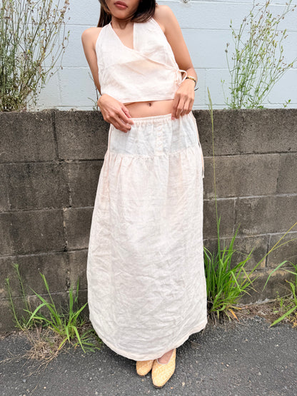 FOUR BUTTON SKIRT - SESAME