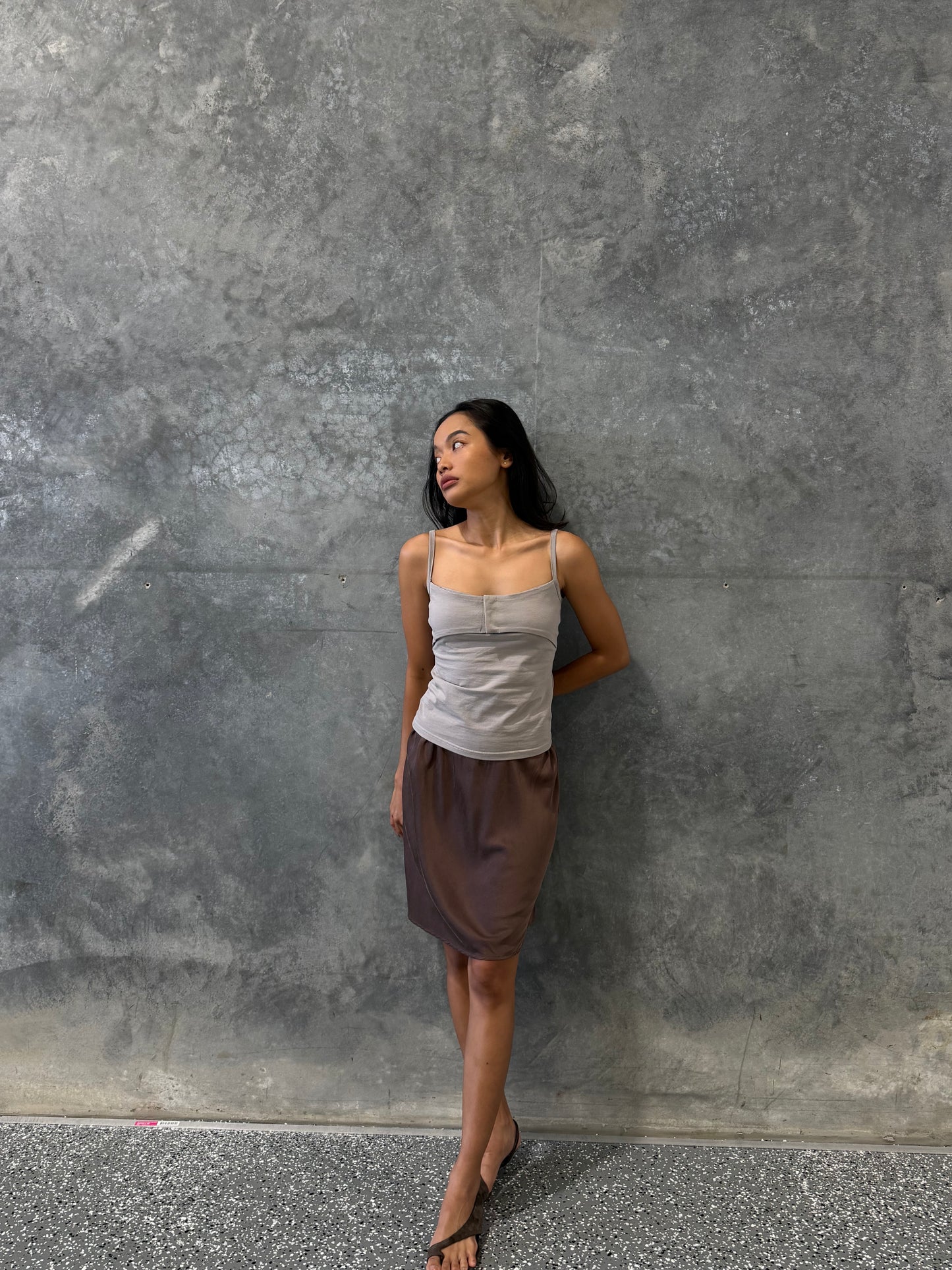 PANEL COTTON TANK - STONE