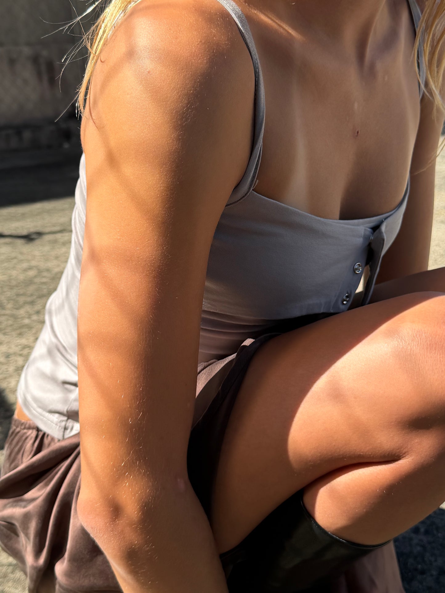 PANEL COTTON TANK - STONE