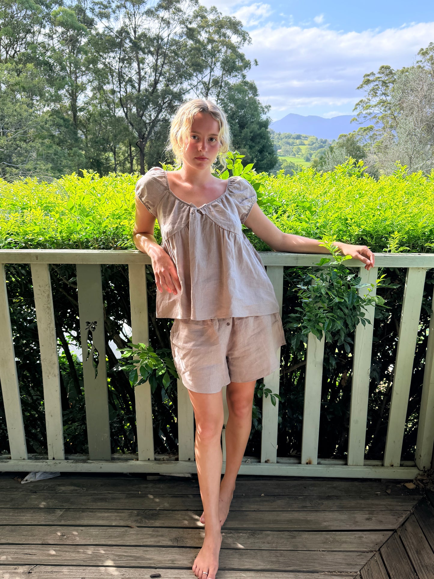 PUFF SLEEVE SMOCK TOP - CLAY