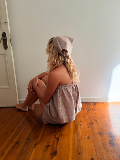 GATHERED HALTER SKIRT- CLAY
