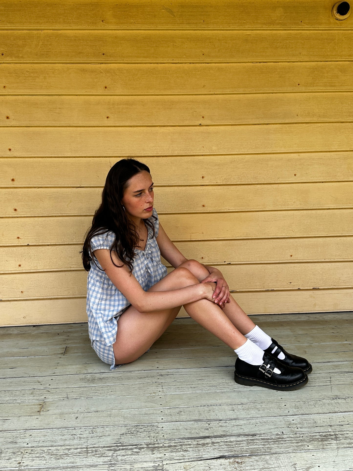 PUFF SLEEVE SMOCK TOP - FISHERMEN CHECK