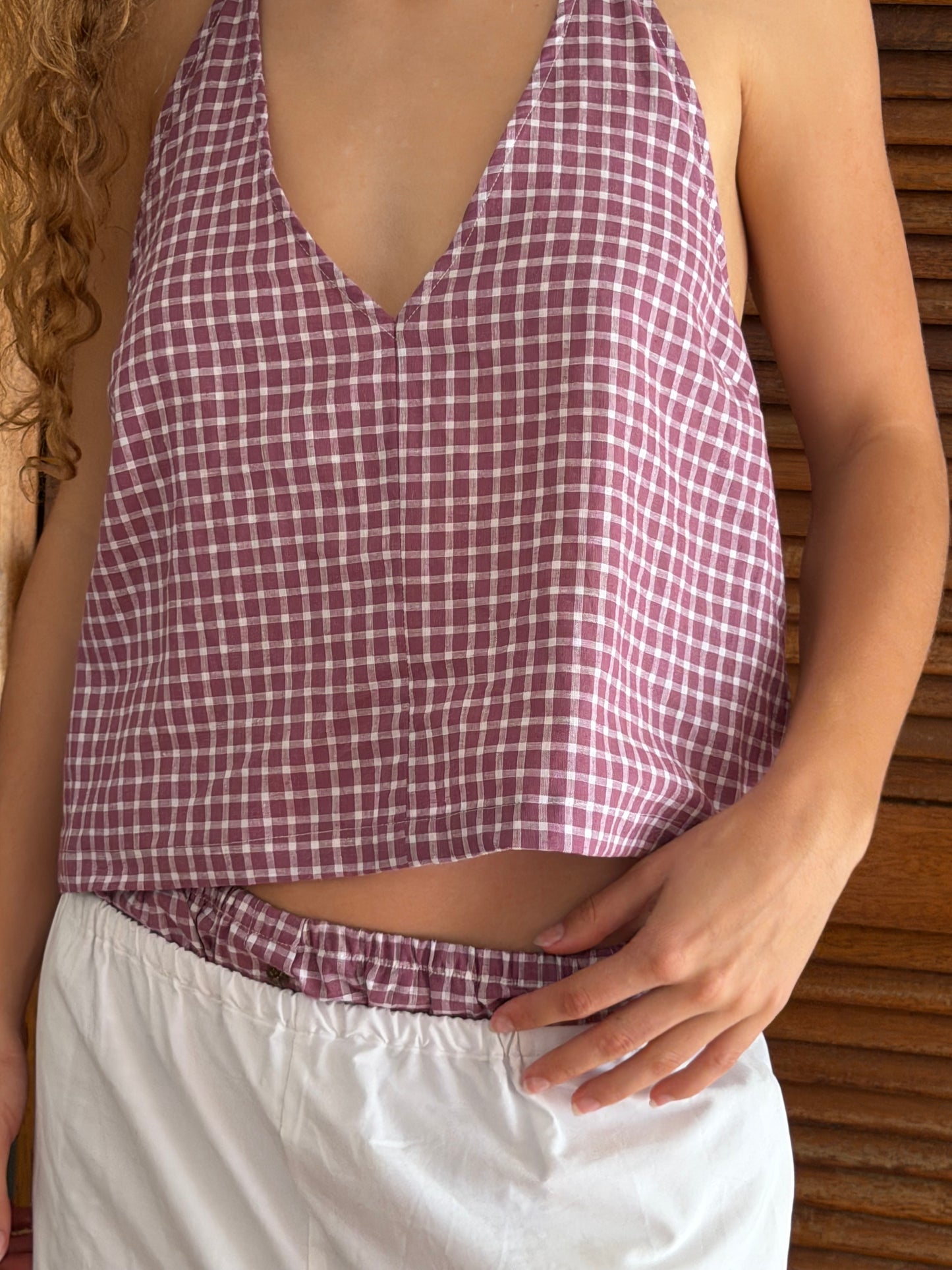 CLASSIC HALTER - MULBERRY CHECK