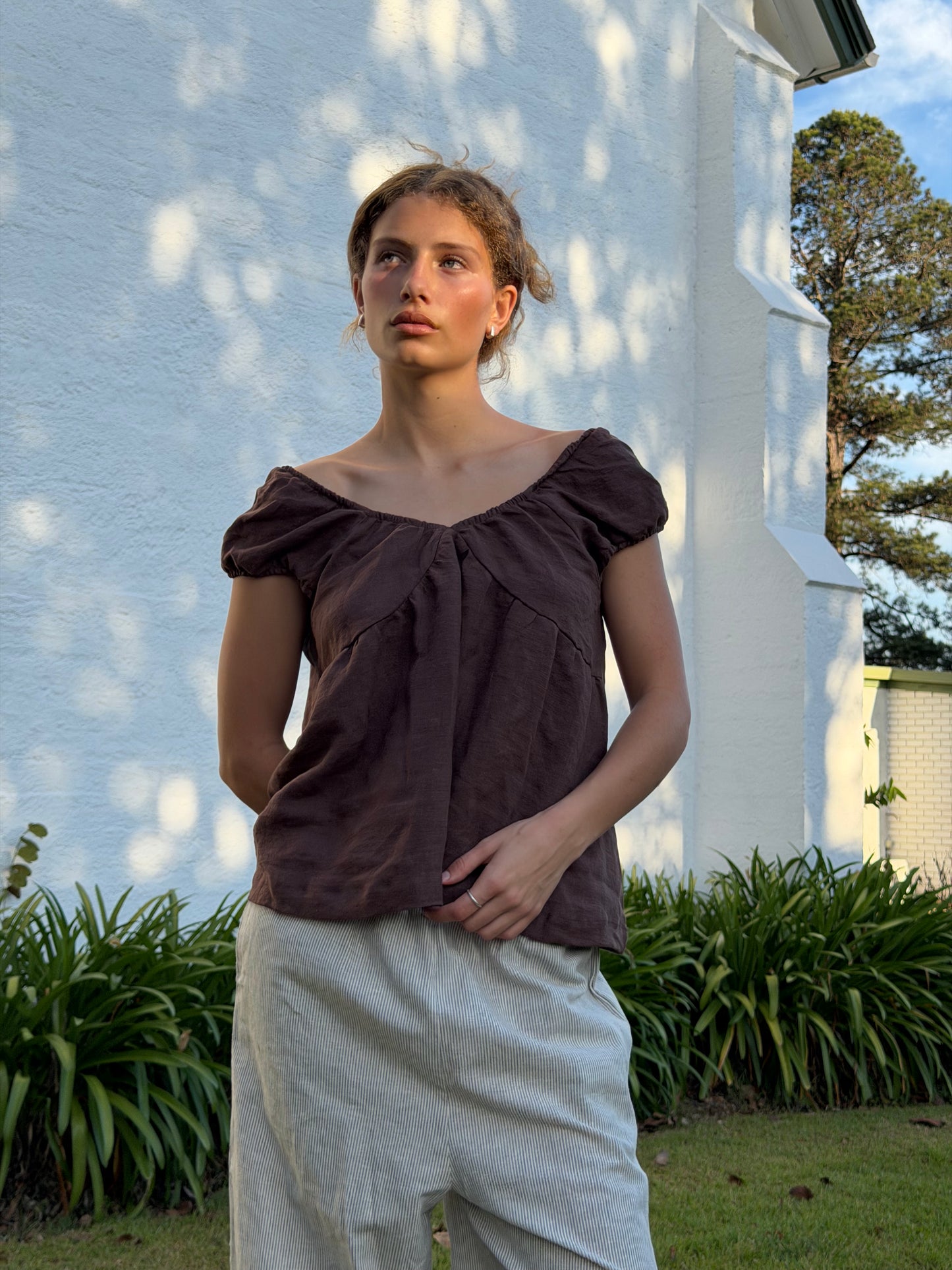 PUFF SLEEVE SMOCK - WOOD