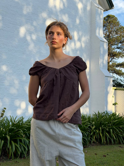 PUFF SLEEVE SMOCK - WOOD