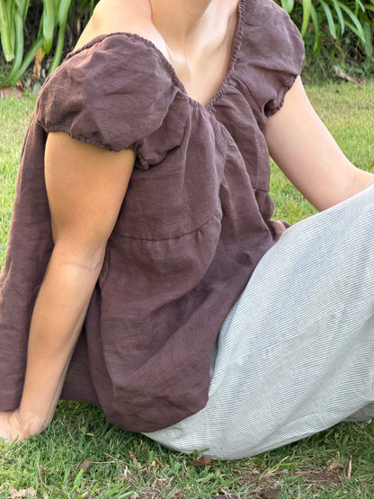 PUFF SLEEVE SMOCK - WOOD