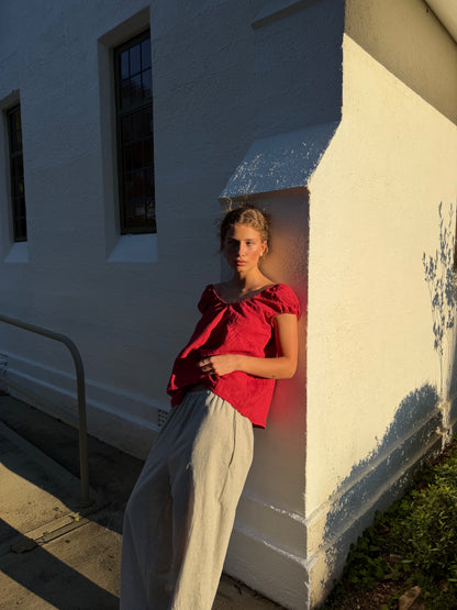 PUFF SLEEVE SMOCK - CHILI