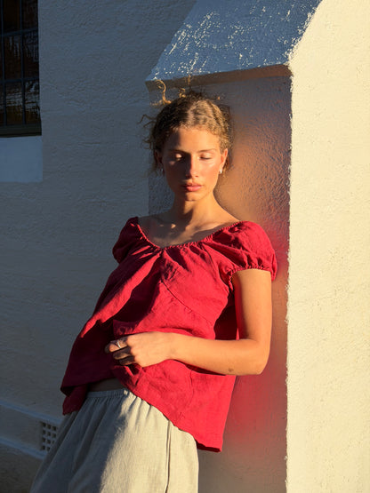 PUFF SLEEVE SMOCK - CHILI