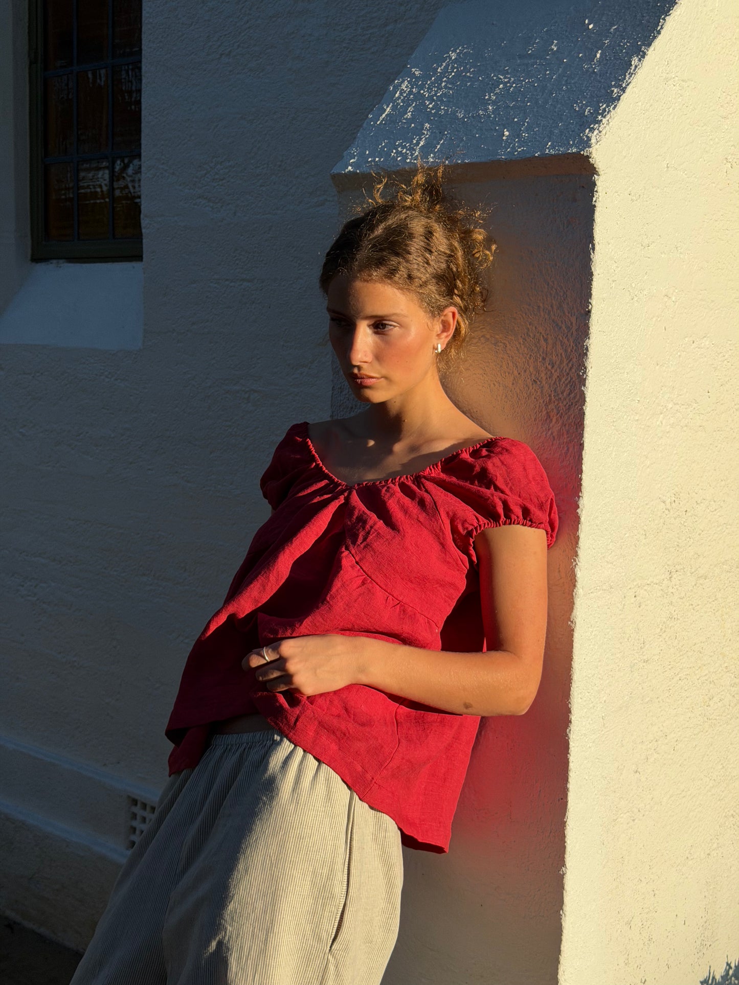 PUFF SLEEVE SMOCK - CHILI
