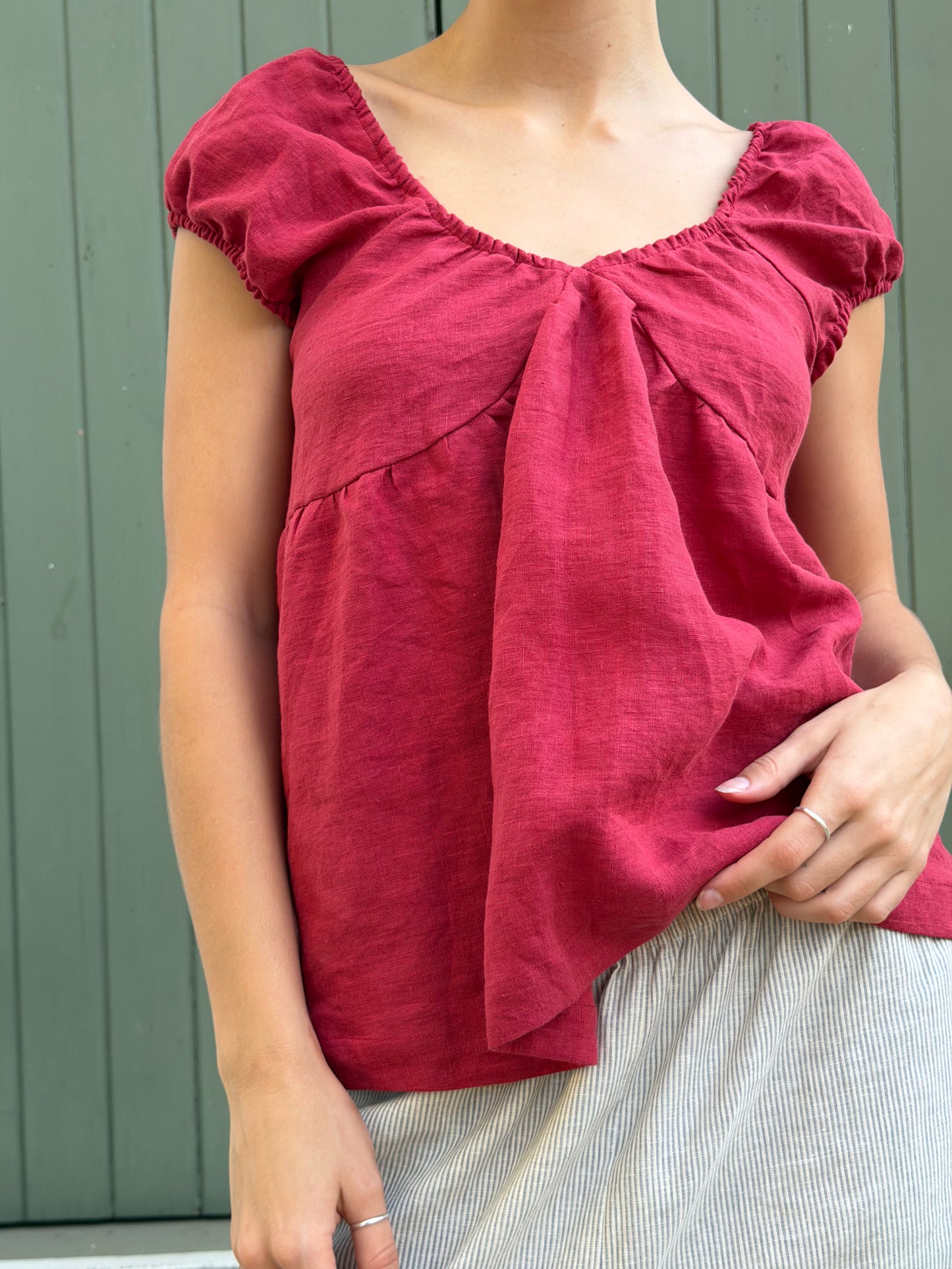 PUFF SLEEVE SMOCK - CHILI