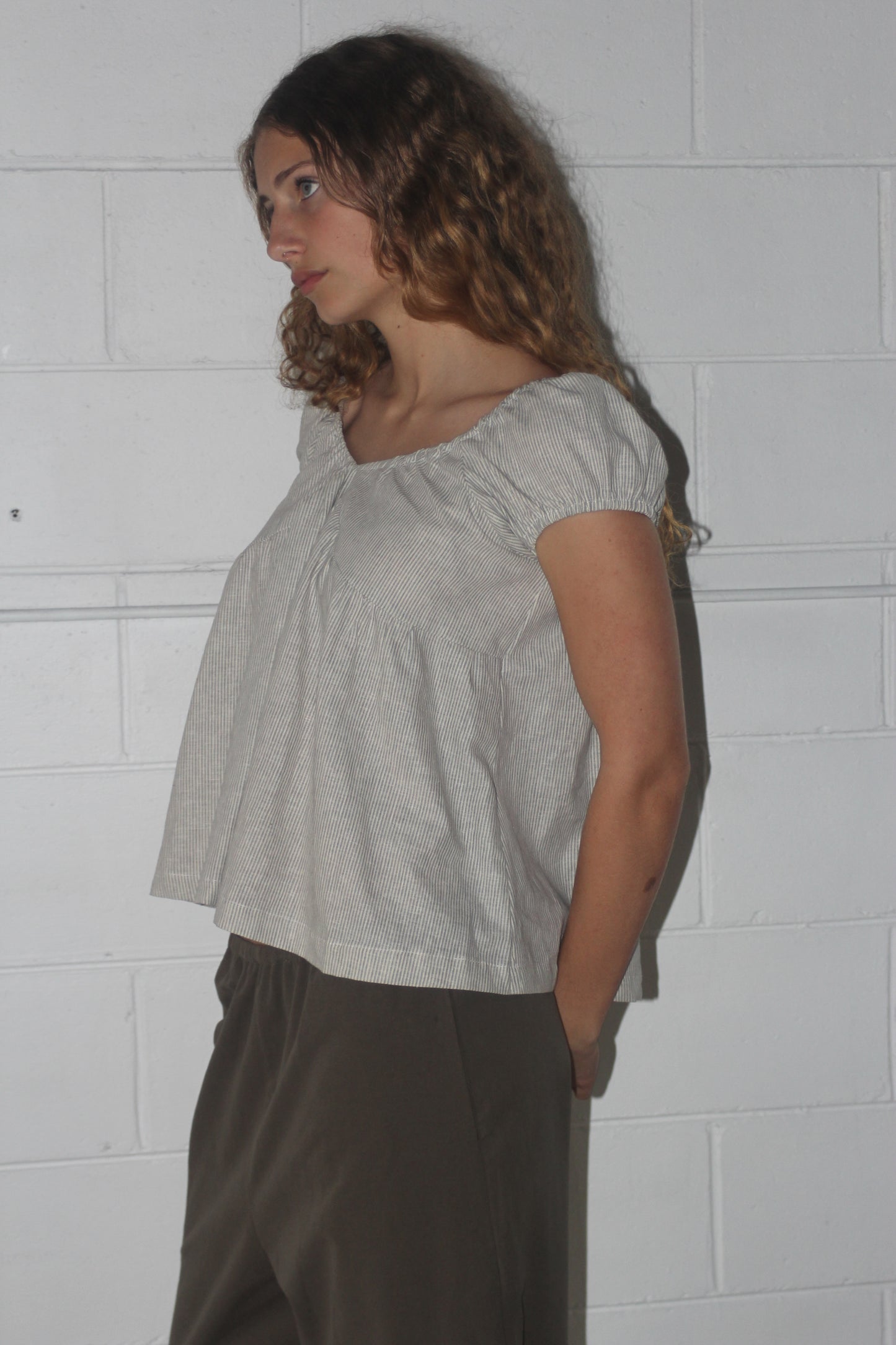 PUFF SLEEVE SMOCK - CREAM STRIPE