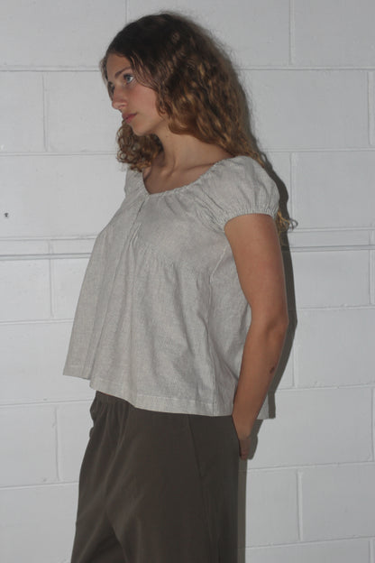 PUFF SLEEVE SMOCK - CREAM STRIPE