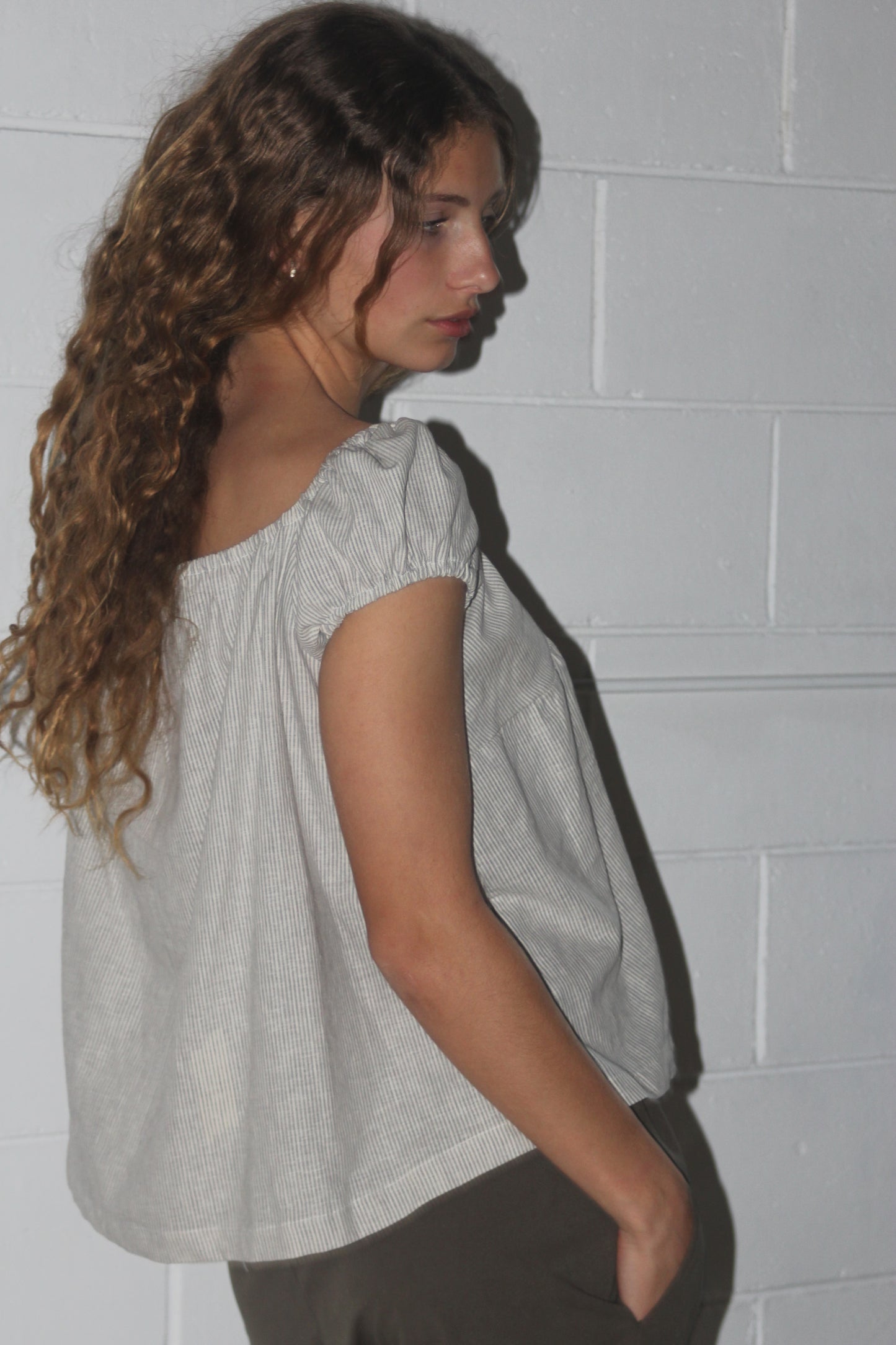PUFF SLEEVE SMOCK - CREAM STRIPE