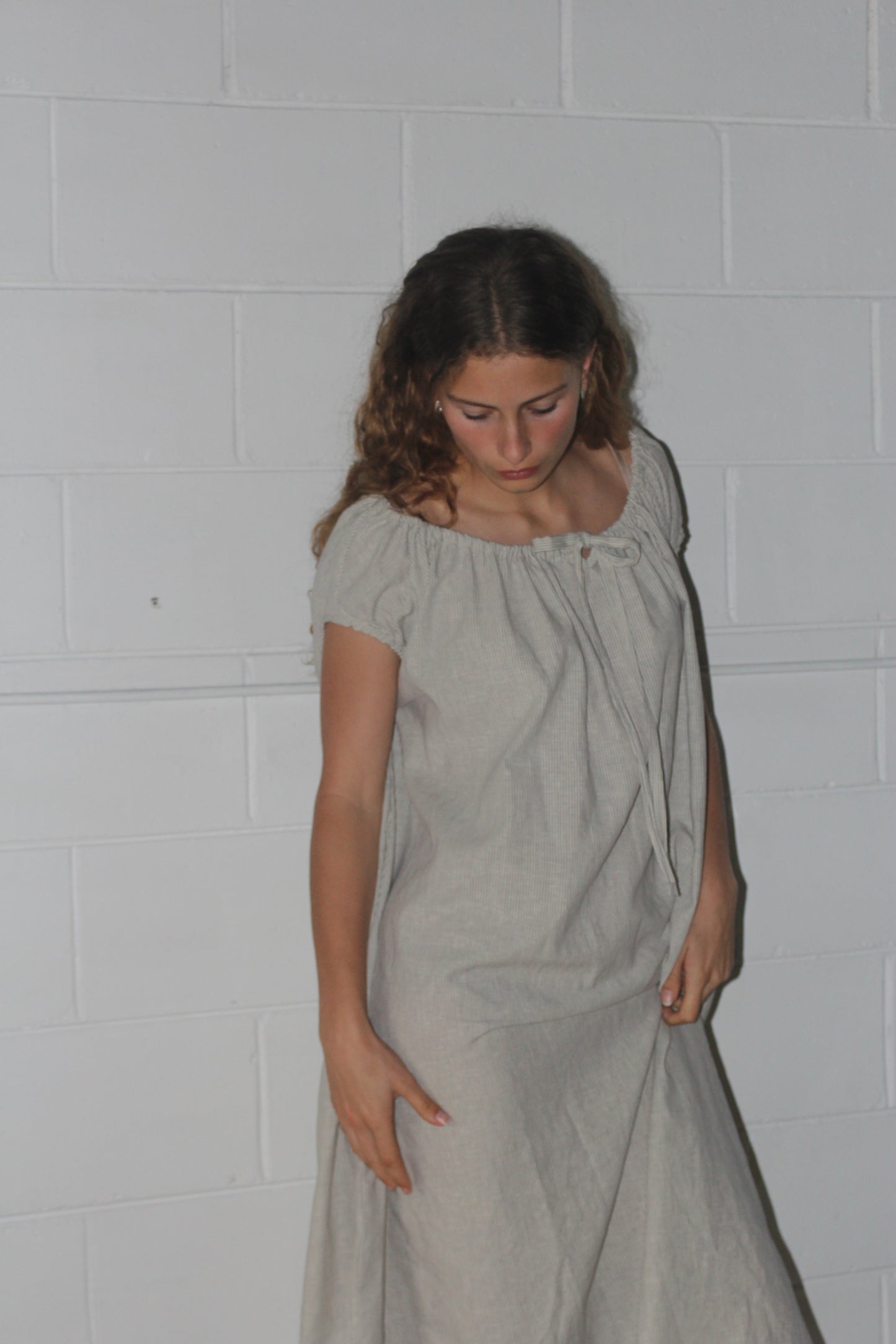 TIE SMOCK DRESS - CREAM STRIPE