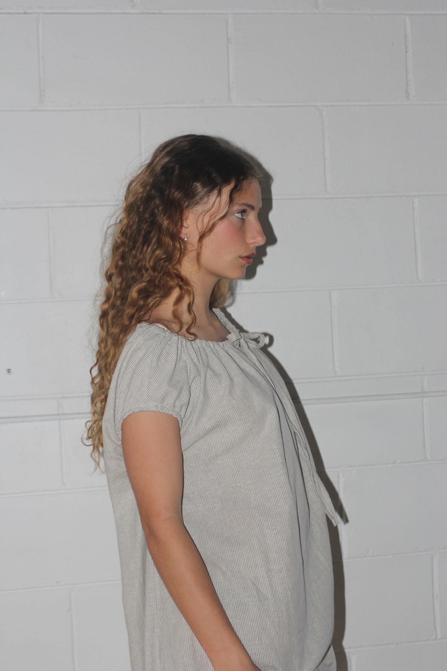TIE SMOCK DRESS - CREAM STRIPE