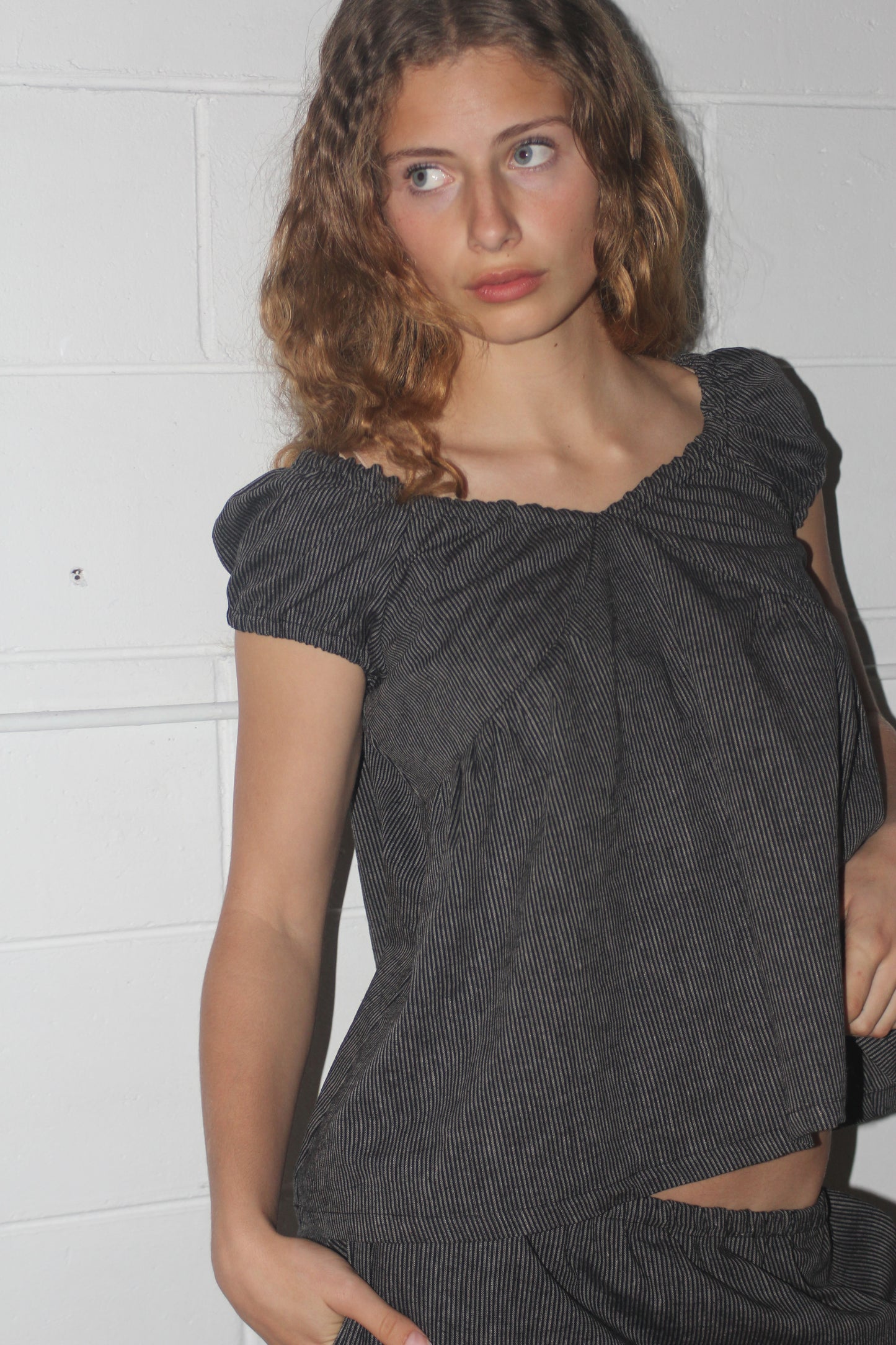 PUFF SLEEVE SMOCK - BLACK STRIPE