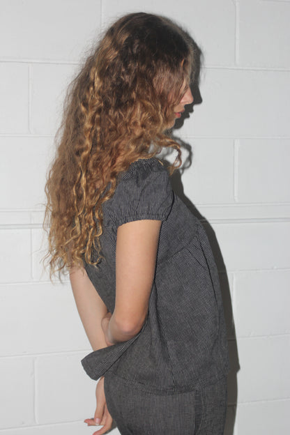PUFF SLEEVE SMOCK - BLACK STRIPE