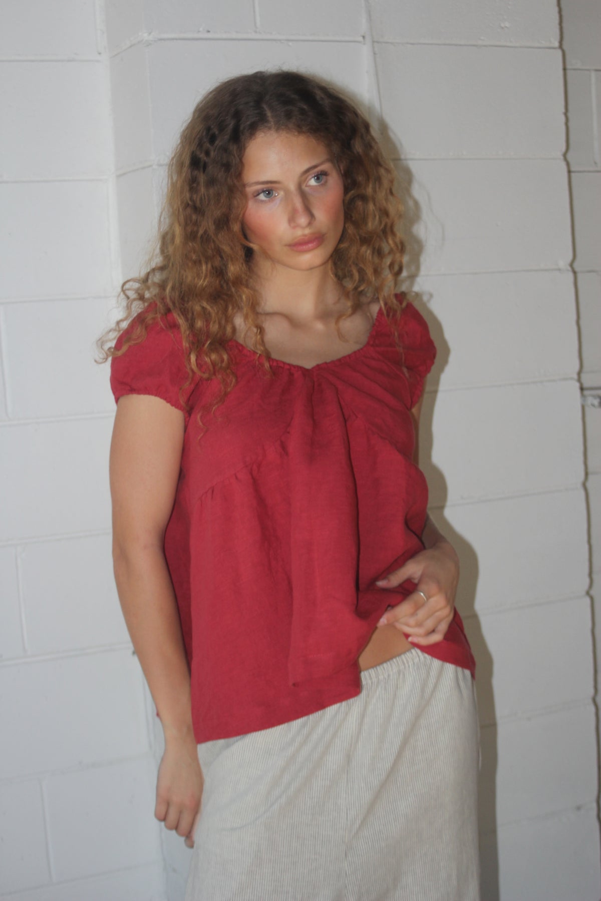 PUFF SLEEVE SMOCK - CHILI