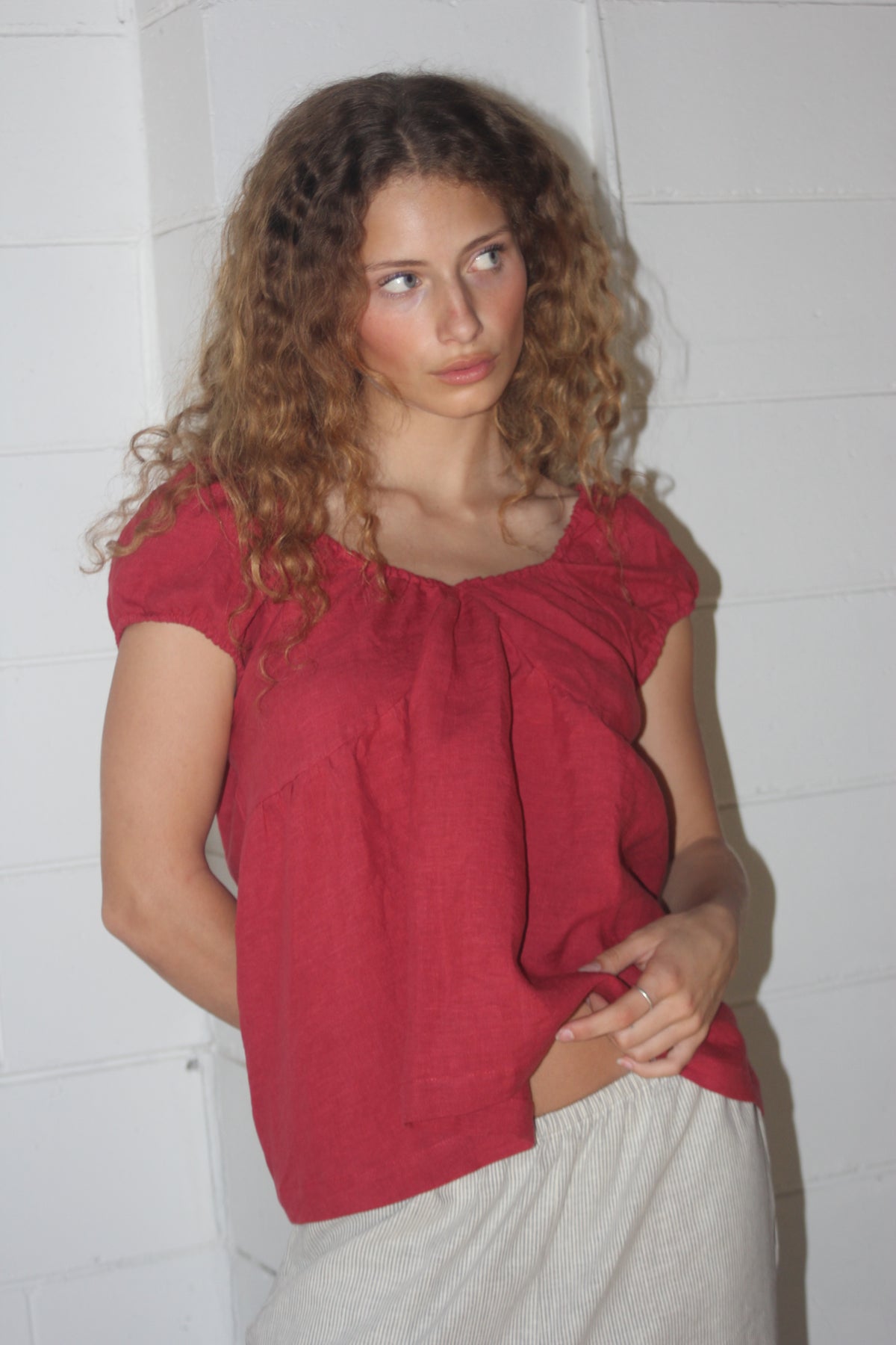 PUFF SLEEVE SMOCK - CHILI