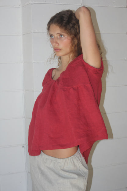 PUFF SLEEVE SMOCK - CHILI
