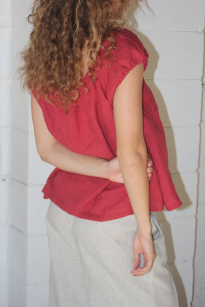 PUFF SLEEVE SMOCK - CHILI